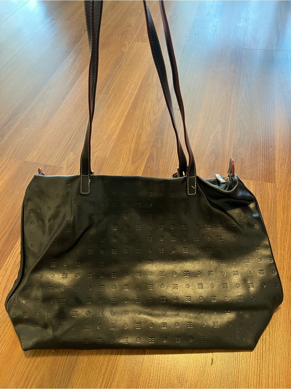 Arcadia Black Italian Leather-Textured Tote Bag